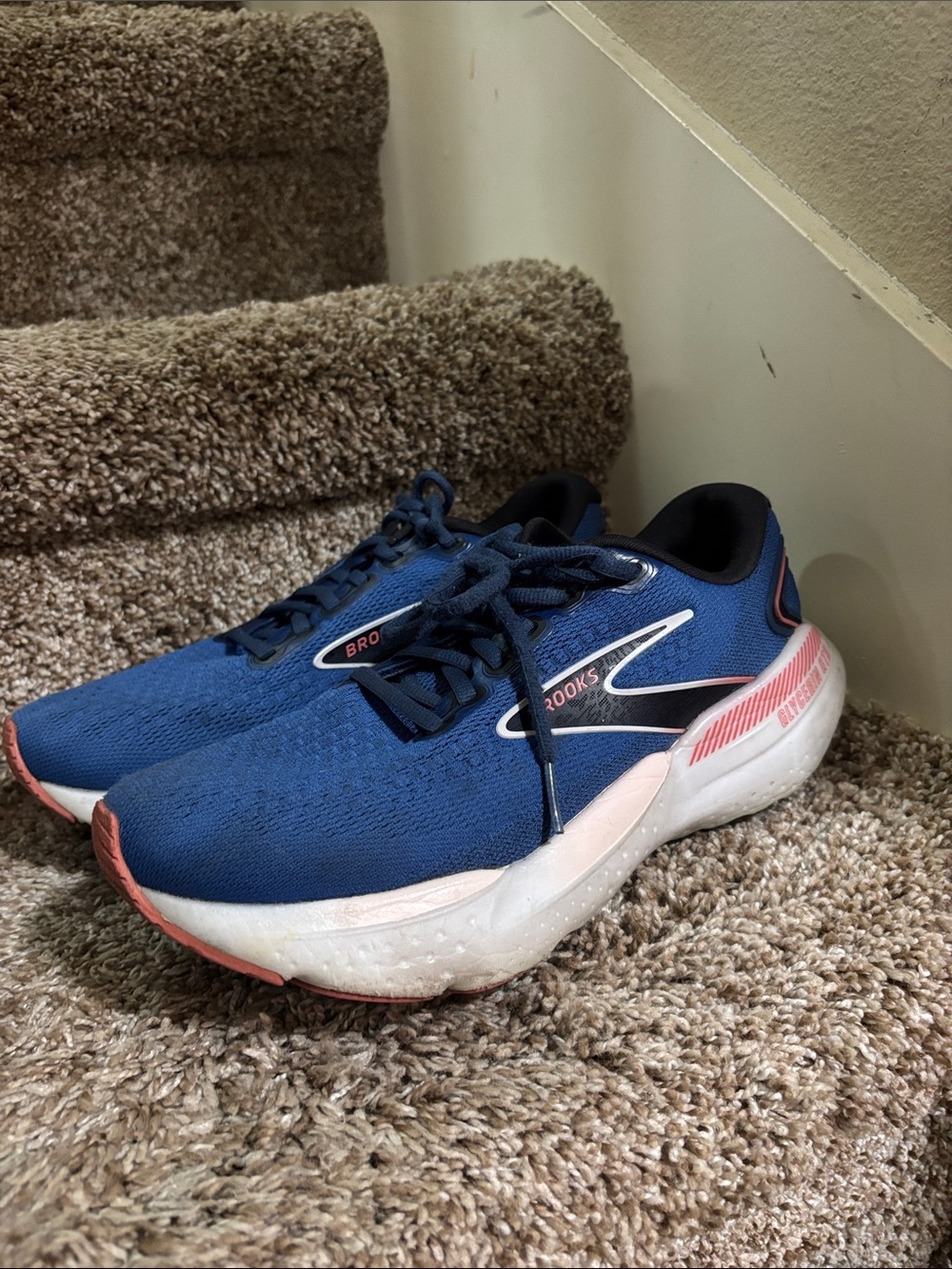 Brooks Women's Navy Blue Running Shoes with Coral Accents